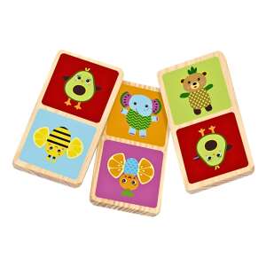 Frootimals wooden dominoes with cute animal and fruit designs - Frootimals