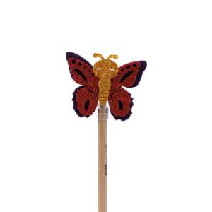 Purple butterfly pencil with red wings, 22cm long - Pen & Pencil