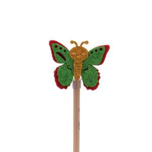 Green glitter butterfly pencil with red wings - Pen & Pencil