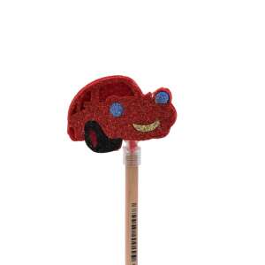 Red car shaped pencil topper, cute and fun for kids - Graphite Pencil