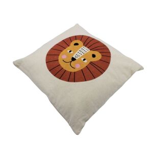 Vidám Oroszlán Díszpárna, Lion Decorative Pillow for Kids, 40x40 cm - Decorative Pillow