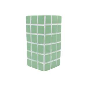 Grüne Keramikvase mit quadratischem Muster, 20x10,5 cm - Innenarchitektur