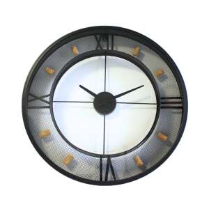 Koopman 57 cm black metal wall clock with Roman numerals and wine cork accents - Koopman