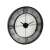 Koopman 57 cm black metal wall clock with Roman numerals and wine cork accents, angled view