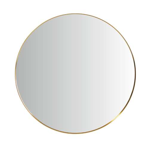 Gold round metal frame mirror 50x50x1.5 cm