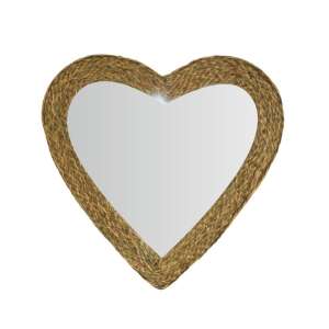 Koopman heart-shaped mirror with seagrass frame, 62 cm - Mirror