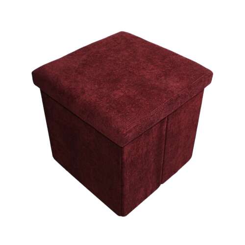 Red storage ottoman with lid, 38x38x38 cm