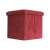 Side view of red storage ottoman with lid, 38x38x38 cm