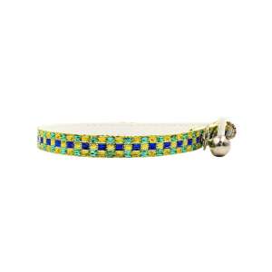 Guler pentru pisici Cats Collection cu clopoțel, culoare aurie, model în carouri - Coliere pentru animale de companie