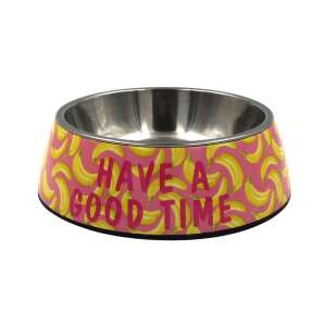 Hunde-Napf aus Edelstahl mit Bananenmuster und dem Text "Have a good time" - Viehzucht
