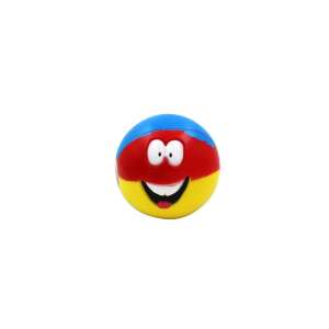Squeaky dog ball, red, yellow, blue, with a smiley face - Dog Toy