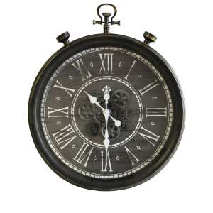 Koopman Design 60cm Pocket Watch Wall Clock, black with roman numerals and gears - Koopman