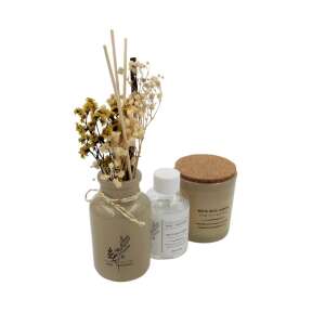 White Rose Jasmine Home Fragrance Diffuser Set mit Schilfdiffusor, Duftkerze und getrockneten Blumen - Lufterfrischer
