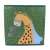Close-up of the giraffe print on the green fabric storage box, 30x30 cm
