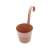 Pink metal flower pot with hook for railing, 12.5 cm, top view