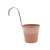 Pink metal flower pot with hook for railing, 12.5 cm, side view