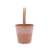 Pink metal flower pot with hook for railing, 12.5 cm, front view