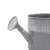 Close-up of the spout of a grey metal watering can, 13x25cm