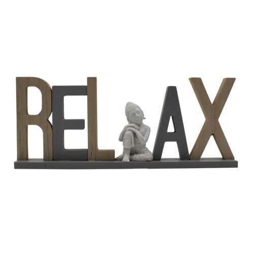 Fa Relax feliratú tábla Buddha figurával, lakásdekoráció - Lakásdekoráció