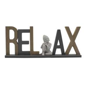 Wooden Relax sign with Buddha figurine, home decor - Decoration