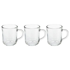 KOOPMAN Комплект от 3 стъклени чаши за кафе, вместимост 240 ml - Excellent Houseware