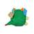 Dream Beams Draco the Dragon plush toy, green dragon with blue and gold wings, sitting position, back view