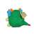 Dream Beams Draco the Dragon plush toy, green dragon with blue and gold wings, sitting position, side view