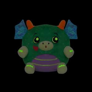 Dream Beams Draco the Dragon plush toy, green dragon with blue and gold wings, glowing in the dark, front view - Nonbrand Plush Toy