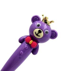 Purple bear pen with a crown and bow tie - Pen