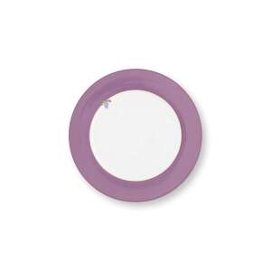 Lily & Lotus Lilac Porzellanteller, 26,5 cm, PIP Studio, Draufsicht, Blumenmuster, lila, weiß, goldener Rand - Teller