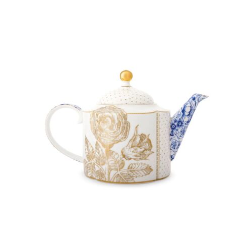 Royal White floral teapot, 900ml capacity, elegant porcelain design