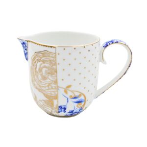Porcelanowy dzbanek do mleka Royal z kwiatowym wzorem, pojemność 260 ml, widok z boku - Obsługa