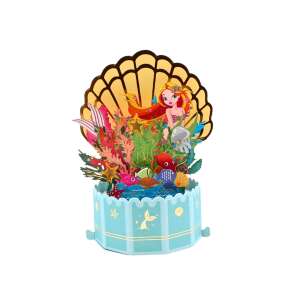 Magic Pop-Ups mermaid pop up card, 3D greeting card with mermaid in a seashell - Greeting Card, Invitation