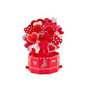 Decoratiune din hârtie Magic Pop-Ups Hearts, carte pop-up 3D cu inimi, carte de Ziua Îndrăgostiților - Felicitări, invitații