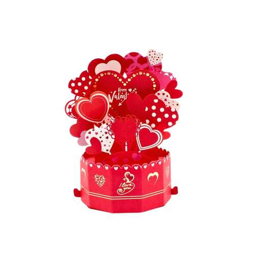 Decoratiune din hârtie Magic Pop-Ups Hearts, carte pop-up 3D cu inimi, carte de Ziua Îndrăgostiților