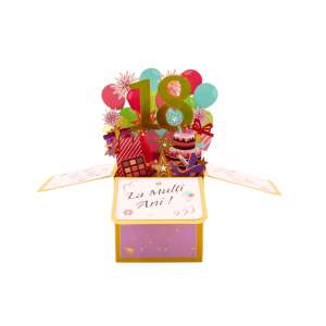 Magic Pop-Ups 18th Birthday Pop Up Card, 3D design, with envelope - Greeting Card, Invitation