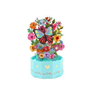 Magic Pop-Ups Card 3D pop-up cu fluture și flori - Felicitări, invitații
