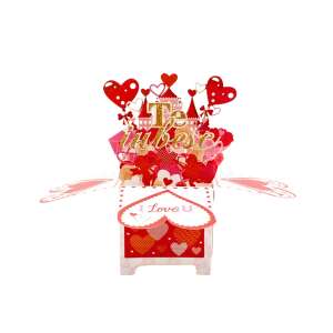 Magic Pop-Ups 3D pop up card with castle and hearts, saying 'I love you' and 'Te iubesc' - Greeting Card, Invitation