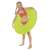 Child using Intex neon green inflatable ring float in a pool
