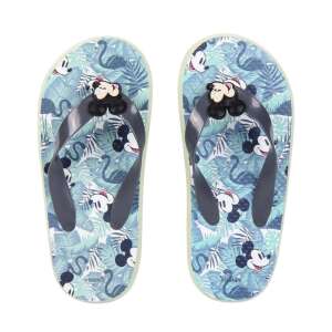 Mickey Mouse tropical flip flops for boys, blue and green with palm leaves and Mickey Mouse faces - Kids' Shoe