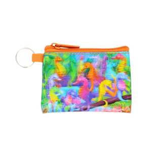 Kids wallet with seahorses 3D design, orange zipper, key chain, perfect for kids to keep their money and cards safe - Kids' Wallet
