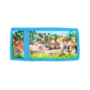 Kids wallet with farm animals design, blue, velcro closure - Kids' Wallet
