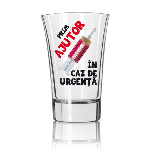 Shot glass with funny print, First Aid in case of emergency, alcohol