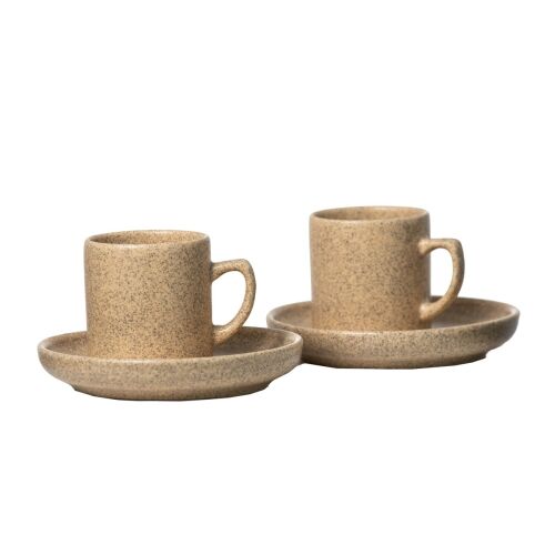 Set Villarte de cești și farfurioare espresso din ceramică crem