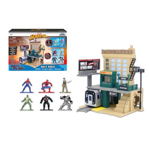 JADA Toys Marvel Spider-Man Nano Scene Daily Bugle Playset with 6 Figures
