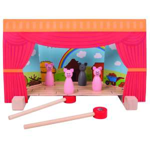 Magnetic Theater - First Performance puppet theater playset with characters and stage - Bigjigs