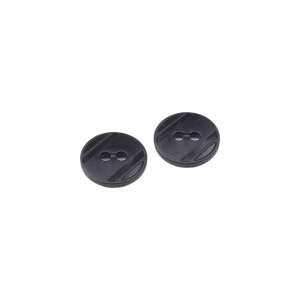 Two black plastic buttons with two holes each - Art & Craft