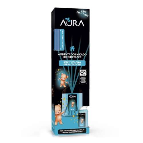 Aura Baby and Cologne Reed Diffuser, 30 ml, 0% Alcohol, with natural essential oils