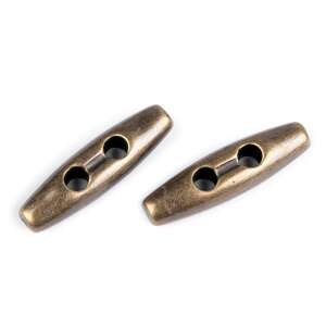 2 bucăți de nasturi din plastic ovali, auriu antic, 10 x 36 mm, 2 găuri - Arte și Hobby
