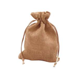 Rusztikus dísztáska-juta utánzat, 13 x 18 cm, Bézs - Gift bag